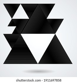 Fondo del Triángulo del Vector Hipster. afiche con diferentes elementos. Afiche Geométrico Resumen. Plantilla de diseño moderna con formas geométricas en varios formularios.ilustración.