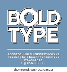 Vector Hipster Vintage Alphabet. Bold style set of Letters, Numbers and Symbols