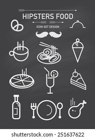 Vector hipsters food icon set and element.