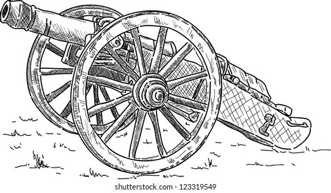 vector - artillería histórica aislada en segundo plano