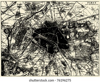 Vector Historical map of Paris, France, from atlas published in 1851. Other vector maps in my portfolio.