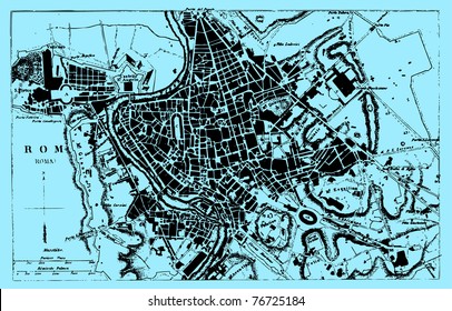 Vector Historical map of Rome, Italy, from atlas published in 1851 (The iconographic encyclopedia of science, literature and art). Other vector maps in my portfolio.