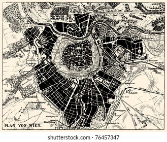 Vector Historical map of Wien, Austria, from atlas published in 1851. Other vector maps in my portfolio.