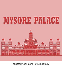 vector of historical monument Mysore Palace, Karnataka, India 