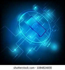 Vector Hi-tech Connection with mobile, wifi network, limitless of technology and smartphone concept idea. EPS10