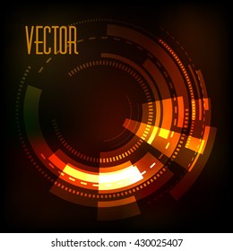 Vector hi-tech digital circular element. Vector futuristic background. Intergalactic gates illustration for techno posters and backdrops. Abstract background with shiny techno element.