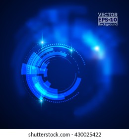 Vector hi-tech digital circular element. Vector futuristic background. Intergalactic gates illustration for techno posters and backdrops. Abstract background with shiny techno element.