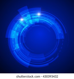 Vector hi-tech digital circular element. Vector futuristic background. Intergalactic gates illustration for techno posters and backdrops. Abstract background with shiny techno element.