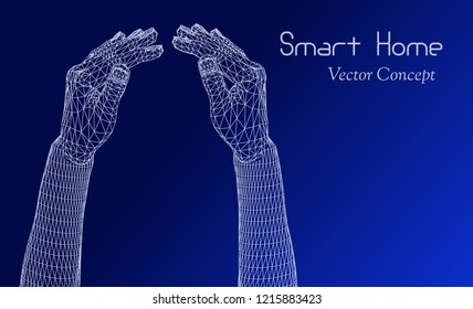 Vector HiTech Smart Home Concept - Emblem of Internet of Things, Augmented Reality, Remote Home Control etc
