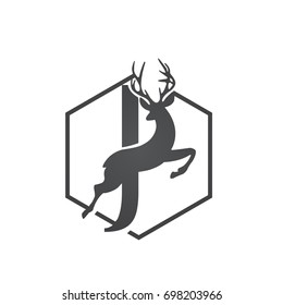 Vector Hive Black Jumping Deer Single Letter J Logo