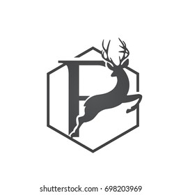 Vector Hive Black Jumping Deer Single Letter F Logo