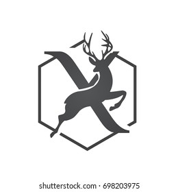 Vector Hive Black Jumping Deer Single Letter X Logo