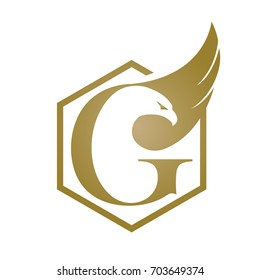 Vector Hive Golden Eagle Letter G Logo