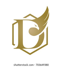 Vector Hive Golden Eagle Letter D Logo