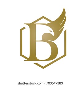 Vector Hive Golden Eagle Letter B Logo