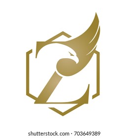Vector Hive Golden Eagle Letter Z Logo