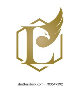 Vector Hive Golden Eagle Letter L Logo