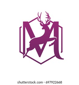 Vector Hive Jumping Deer Letter M Logo