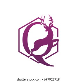 Vector Hive Jumping Deer Letter Q Logo