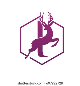 Vector Hive Jumping Deer Letter I Logo