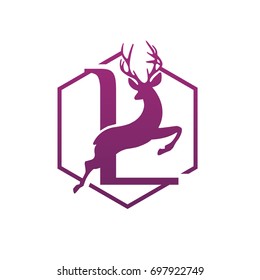 Vector Hive Jumping Deer Letter L Logo