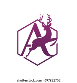 Vector Hive Jumping Deer Letter A Logo