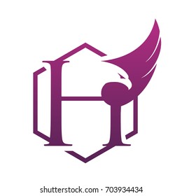 Vector Hive Purple Eagle Letter H Logo