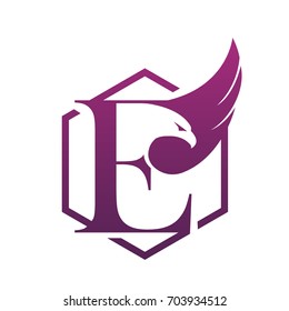 Vector Hive Purple Eagle Letter E Logo