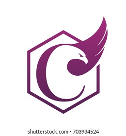 Vector Hive Purple Eagle Letter C Logo