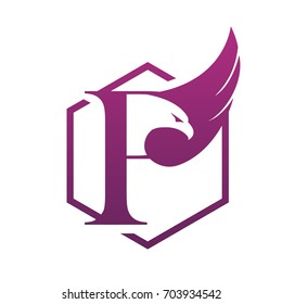 Vector Hive Purple Eagle Letter P Logo