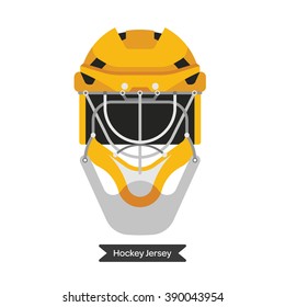Vector hockey helmet. Isolated hockey helmet. Ice hockey sport equipment. Ice hockey helmet in flat style.