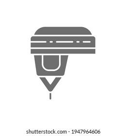 Vector hockey helmet, protection uniform gray icon.