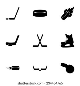 Vector hockey icon set on white background