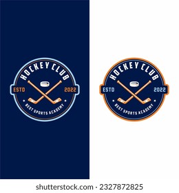 Logo de Hockey Vector y placa en fondo oscuro y claro