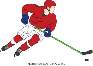 vector, hockey player, graphic, puck, silhouette, illustration, skate, hockey, ice hockey