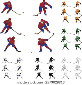 vector, hockey player, graphic, puck, silhouette, illustration, skate, hockey, ice hockey