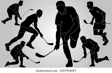 Juego de hockey, jugador de hockey vectorial, palo de palo de palo, juego de hockey, jugador,