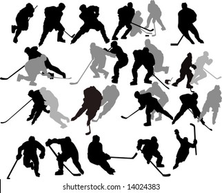 Vector Hockey Players - Silhouettes.