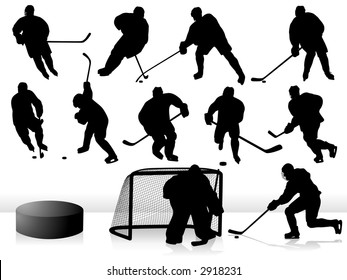 Vector Hockey Players - Silhouettes.