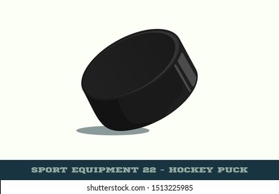 Vector hockey puck icon. Game equipment. Professional sport, classic puck for official competitions and tournaments. Isolated illustration.