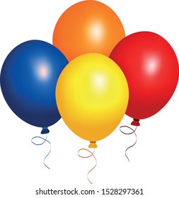 Vector holiday 3d balloon blue red orange yellow 