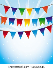 Vector holiday background with bright flags -frame for greeting card