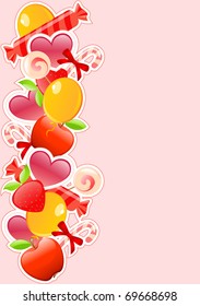 vector holiday background with candy and fruits