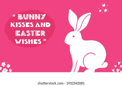 Vector holiday background, Easter bunny and lettering isolated on background, Easter greeting card