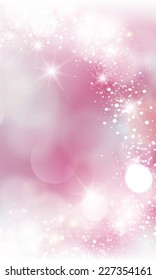 Vector holiday background with festive descending lights and bokeh.