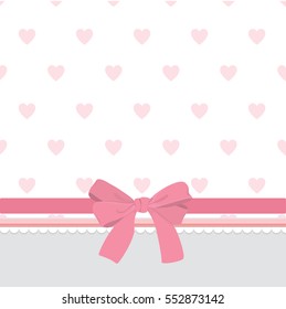 Vector of holiday background with gift pink bow and ribbon. 