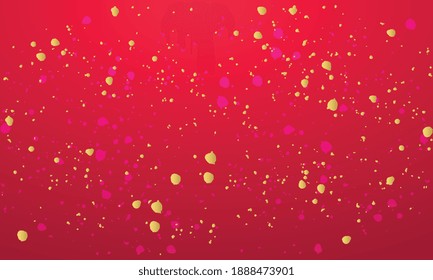 Vector holiday background. Golden glitter on red gradient background.