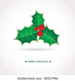 Vector holiday background with holly berries brunch