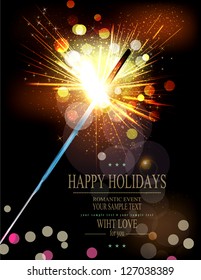 vector holiday background with lit sparklers