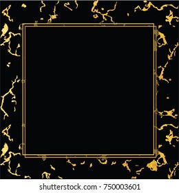 Vector holiday background. Marble gold and black texture. Trendy template for design, party, invitation, web, banner, birthday, wedding card.